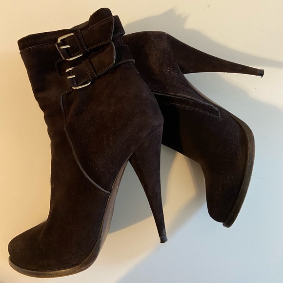 GIVENCHY Brown suede cone heel boots - Picture 1 of 8